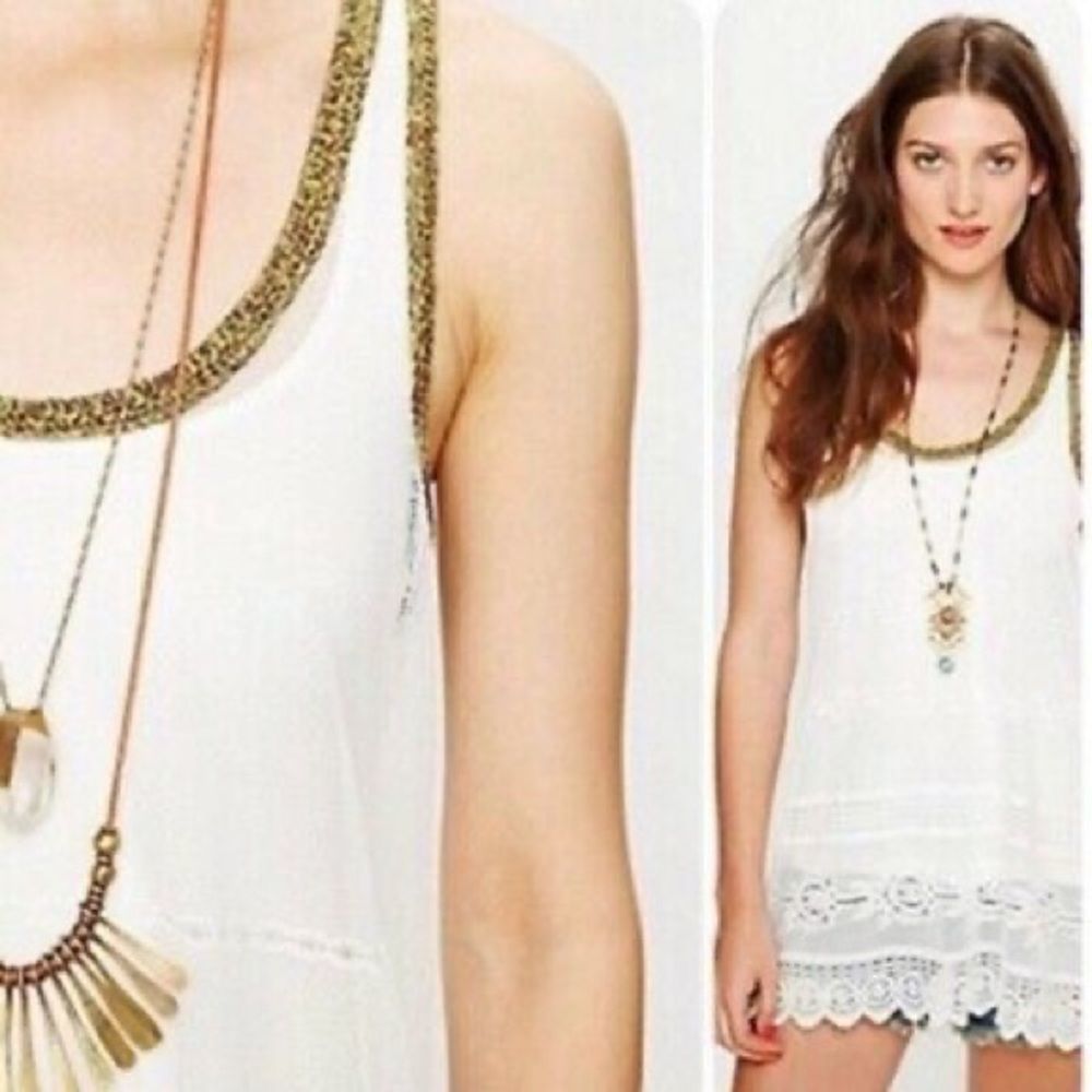Free People Rare/Retired Scalloped Lace Sheer Tank - Picture 2 of 7